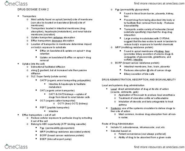 BPS 301 Lecture Notes - Lecture 10: Rifampicin, Aciclovir, Paracellular Transport thumbnail