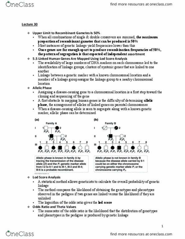 BIO SCI 97 Lecture Notes - Lecture 30: Odds Ratio, Chromosome, Mendelian Inheritance thumbnail