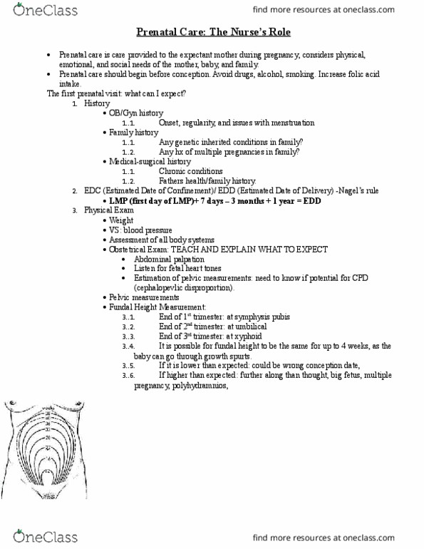 NURS 461 Lecture Notes - Lecture 4: Pubic Symphysis, Neutrophil, Fundal Height thumbnail