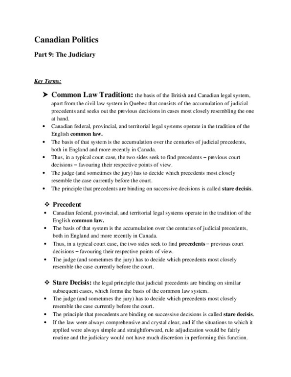 POLB50Y3 Chapter Notes -Youth Criminal Justice Act, Precedent, Provincial Superior thumbnail