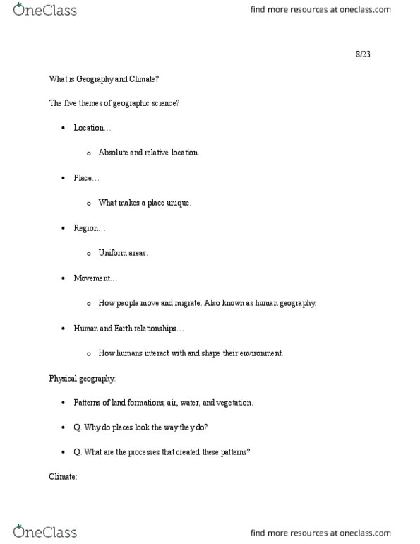 GEOG 1001 Lecture Notes - Lecture 1: Atmospheric Temperature, Human Geography thumbnail