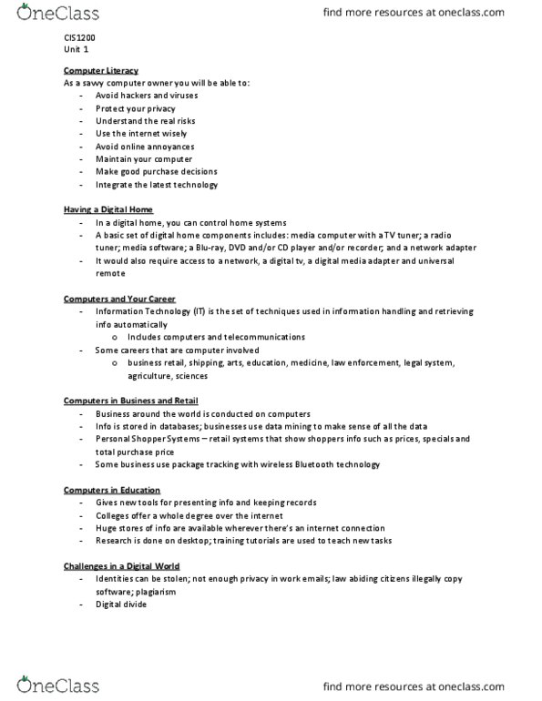 CIS 1200 Lecture Notes - Lecture 2: Digital Divide, Personal Shopper, Data Mining thumbnail