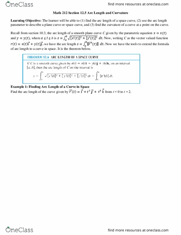 MATH 211 Lecture Notes - Lecture 12: Cartesian Coordinate System, Curve, Parametric Equation thumbnail