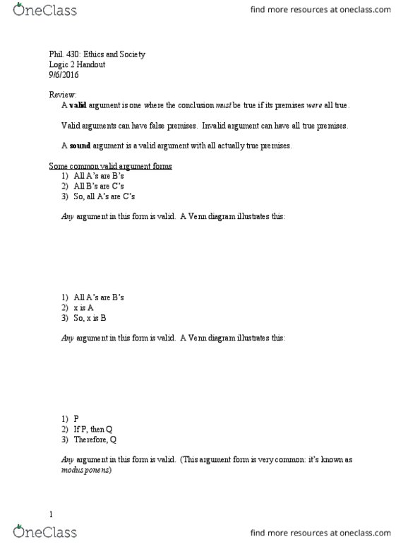 PHIL 430 Lecture Notes - Lecture 4: Modus Tollens, Fetus, Modus Ponens thumbnail