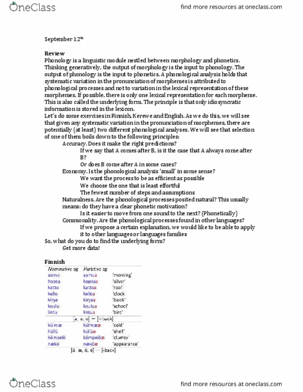 LING 331 Lecture Notes - Lecture 4: English Plurals, Obstruent, Linnean Society Of London thumbnail