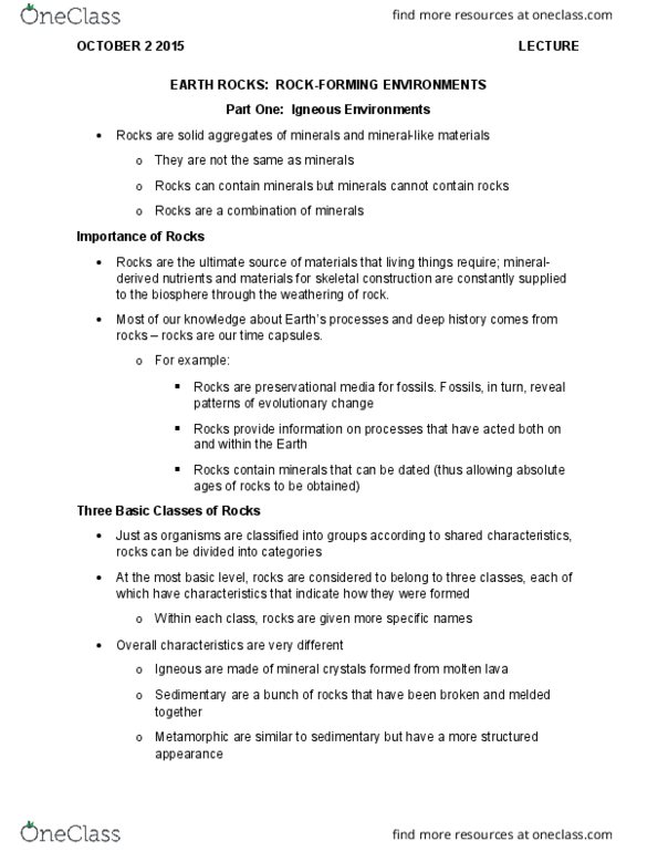 Earth Sciences 1083F/G Lecture Notes - Lecture 8: Vesicular Texture, Mafic, Pumice thumbnail