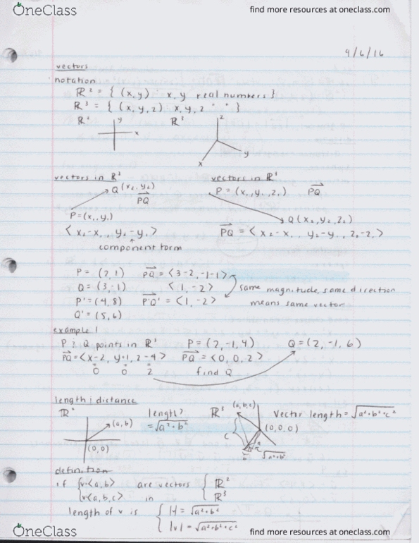 Math 0042 Lecture 1 Calc 3 Sept 6 Notes Oneclass
