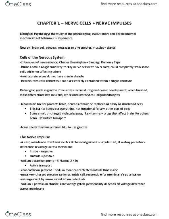 PSYC 2240 Chapter Notes - Chapter 1: Saltatory Conduction, Sodium Channel, Potassium Channel thumbnail