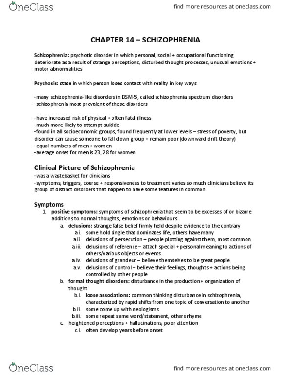 PSYC 3140 Chapter Notes - Chapter 14: Phenothiazine, Atypical Antipsychotic, Twin Study thumbnail