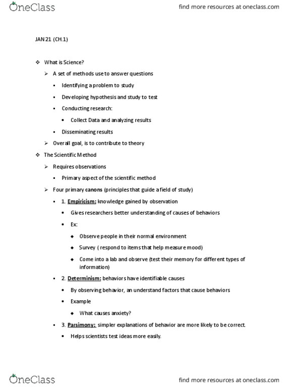 PSY 250 Lecture Notes - Lecture 1: Scientific Method, A Priori And A Posteriori, Testability thumbnail