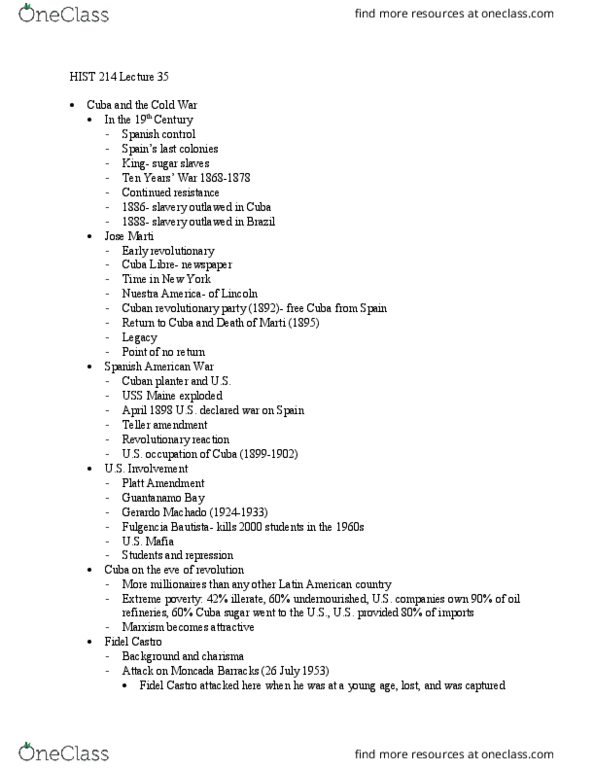 HIST 214 Lecture Notes - Lecture 35: Extreme Poverty, Herbert Matthews, The New York Times thumbnail