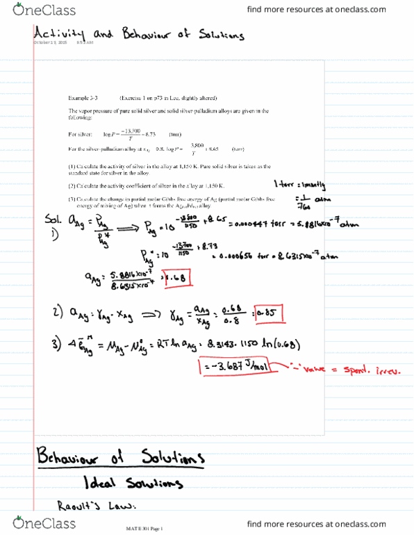 MAT E301 Lecture 16: 16 Activity and Behaviour of Solutions thumbnail