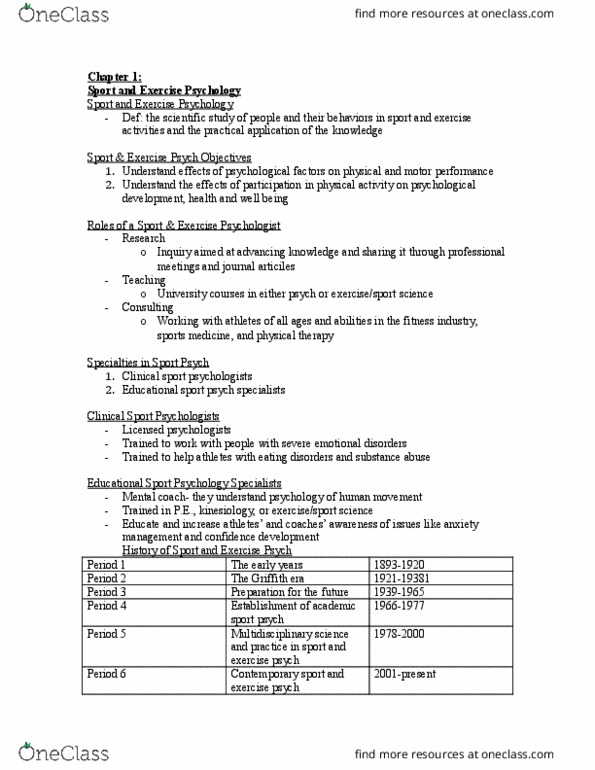 KINE 316 Lecture Notes - Lecture 1: Biofeedback, Psychophysiology, The Control Group thumbnail