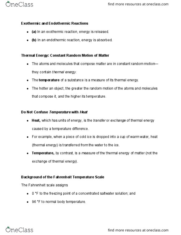 CHM 1032 Lecture Notes - Lecture 18: Room Temperature, Fahrenheit, Endothermic Process thumbnail