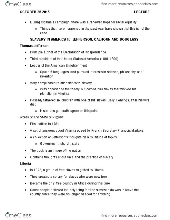 American Studies 1020 Lecture Notes - Lecture 6: Monogenism, Polygenism, Carl Linnaeus thumbnail