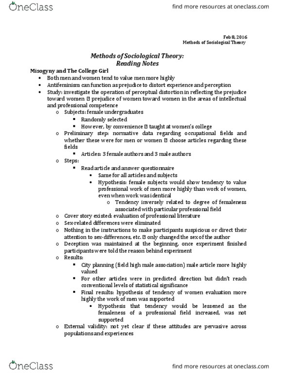 SOC30902 Chapter Notes - Chapter 1: The New York Times, Clerical Error, Internal Validity thumbnail