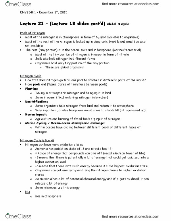 ENV234H1 Lecture Notes - Lecture 21: Estuary, Electric Power Industry, Sulfur Dioxide thumbnail