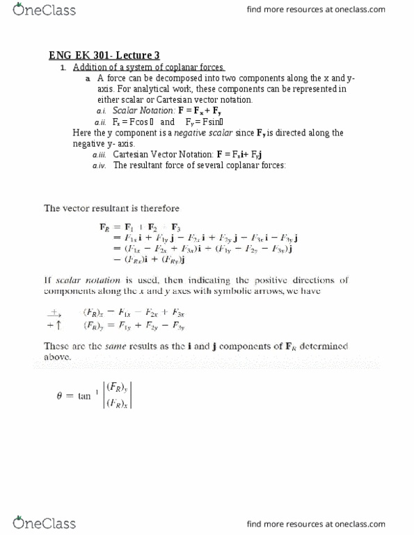 ENG EK 301 Lecture Notes - Lecture 3: Resultant Force thumbnail