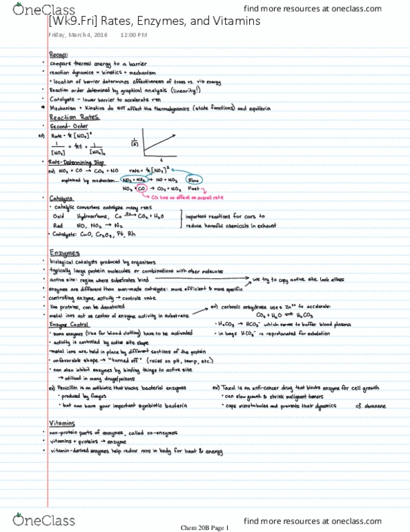 CHEM 20B Lecture 9: [Wk9.Fri] Rates, Enzymes, and Vitamins thumbnail