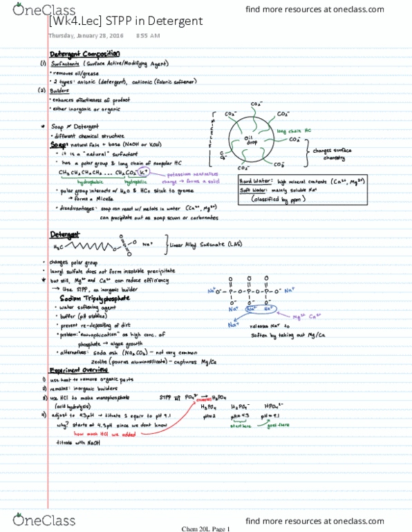 CHEM 20L Lecture Notes - Lecture 4: Detergent thumbnail
