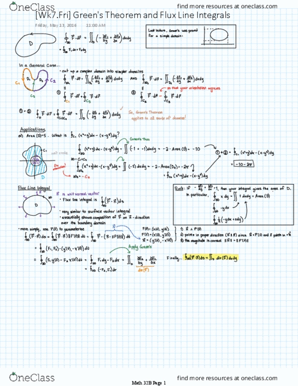 MATH 32B Lecture 7: [Wk7.Fri] Green's Theorem and Flux Line Integrals thumbnail