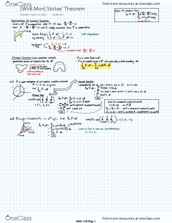 MATH 32B Lecture 8: [Wk8.Mon] Stokes' Theorem thumbnail