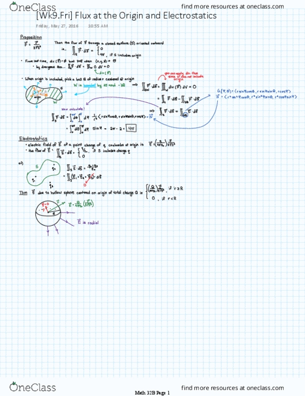 MATH 32B Lecture 9: [Wk9.Fri] Flux at the Origin and Electrostatics thumbnail