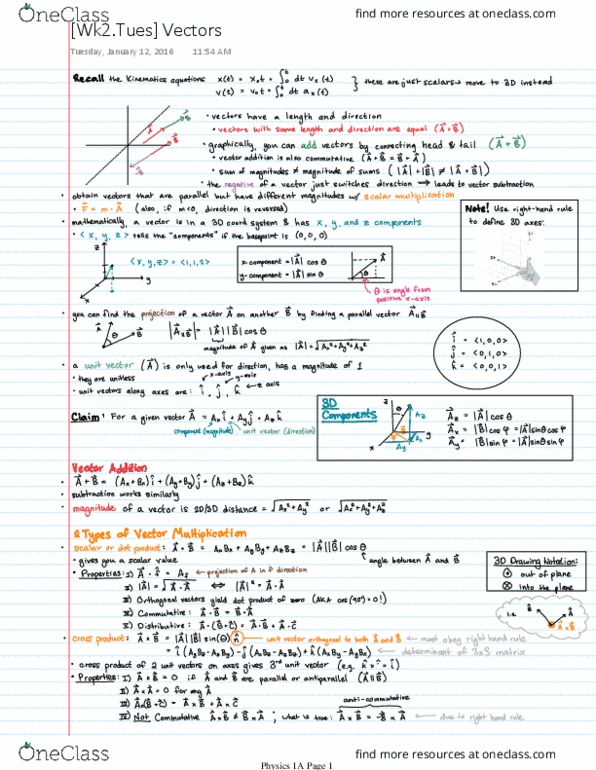 PHYSICS 1A Lecture 2: [Wk2.Tues] Vectors thumbnail