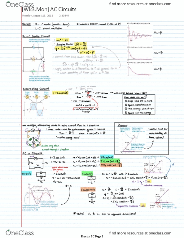 PHYSICS 1C Lecture 3: [Wk3.Mon] AC Circuits thumbnail