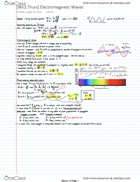 PHYSICS 1C Lecture 3: [Wk3.Thurs] Electromagnetic Waves thumbnail