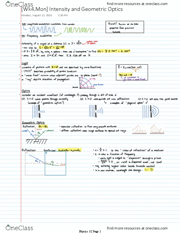 PHYSICS 1C Lecture 4: [Wk4.Mon] Intensity and Geometric Optics thumbnail