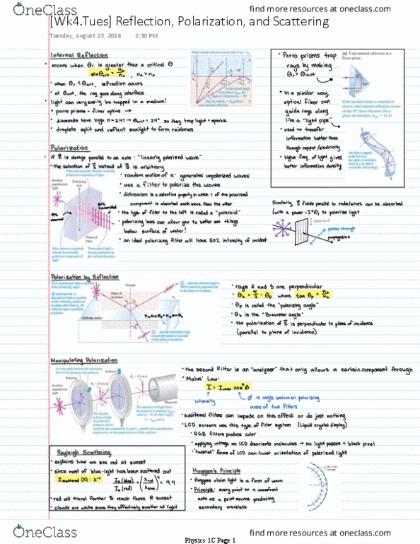 PHYSICS 1C Lecture 4: [Wk4.Tues] Reflection, Polarization, and Scattering thumbnail