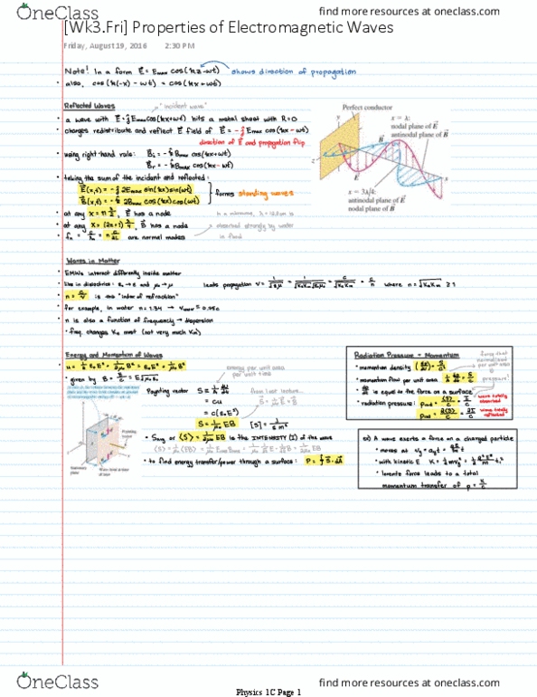 PHYSICS 1C Lecture 3: [Wk3.Fri] Properties of Electromagnetic Waves thumbnail