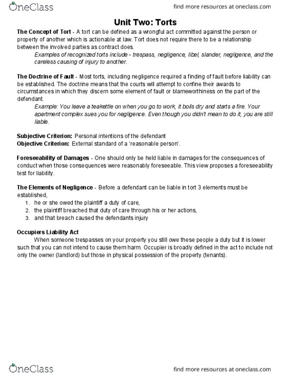 BU231 Lecture 2: Unit Two Torts thumbnail