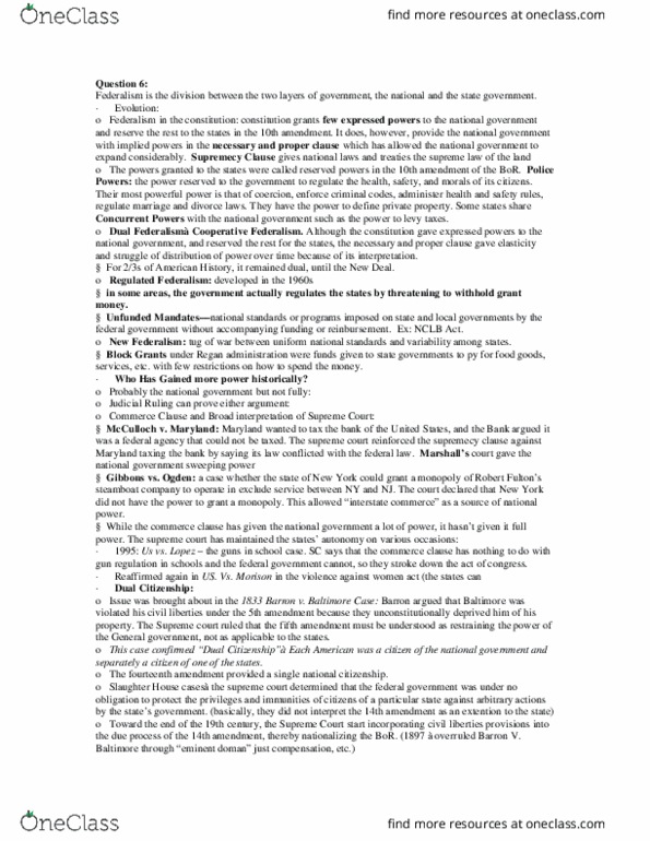 AS.190.101 Lecture Notes - Lecture 6: Fifth Amendment To The United States Constitution, Incorporation Of The Bill Of Rights, Commerce Clause thumbnail