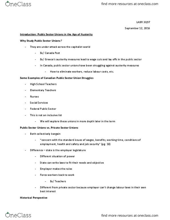 LABR 3Q97 Lecture Notes - Lecture 1: Unifor, Public Administration, Public Good thumbnail