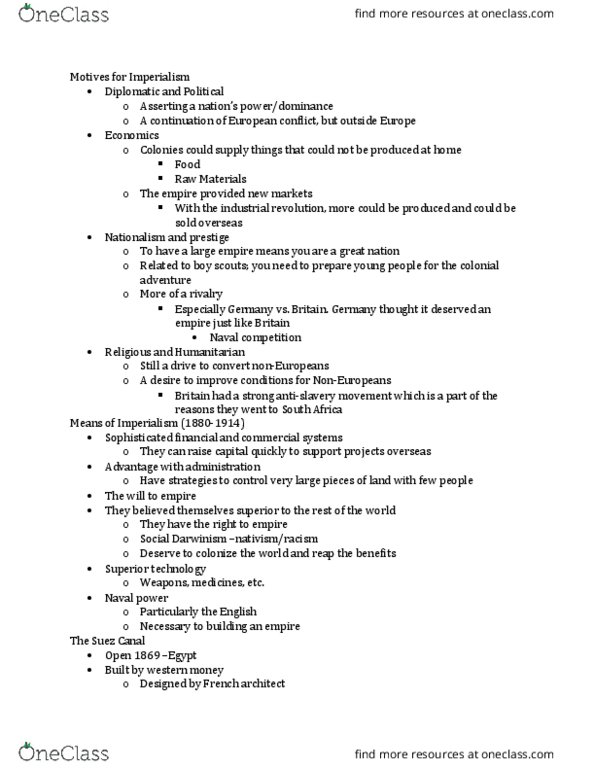 HIS 1120 Lecture Notes - Lecture 11: Reinsurance Treaty, House Of Habsburg, Indian Rebellion Of 1857 thumbnail