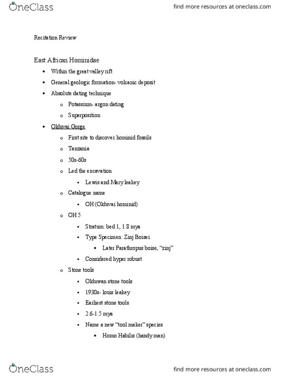 ANTH 0680 Lecture Notes - Lecture 28: Australopithecus, Gluteus Maximus Muscle, Femur Neck thumbnail