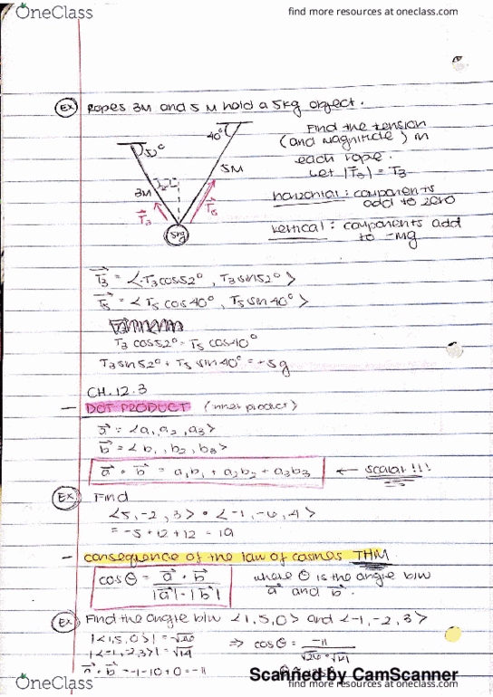 MAT 214 Lecture 3: Chapter 12.3 Dot Product thumbnail