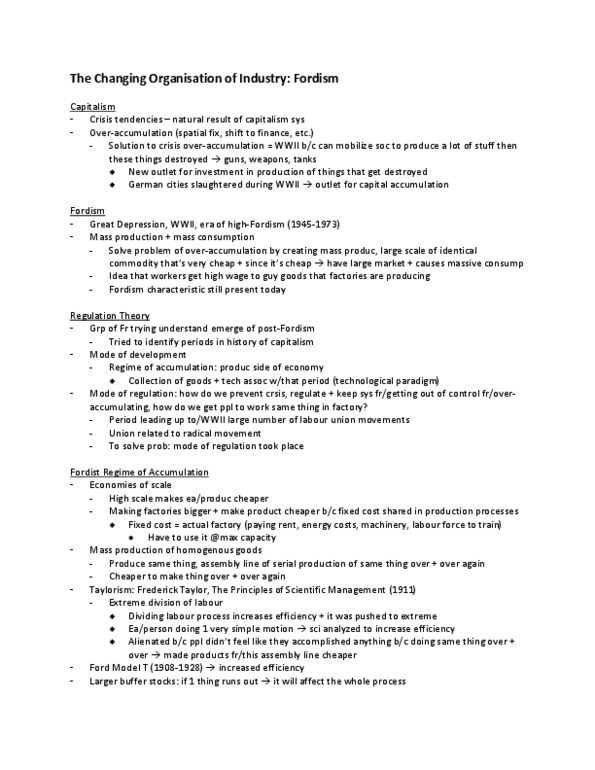 GEOG 216 Lecture Notes - Ford Model T, Capital Accumulation, Trade Union thumbnail