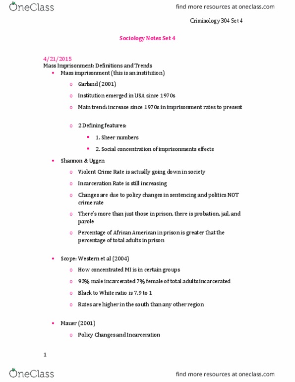 SOCI 304 Lecture Notes - Lecture 26: Urban Institute, Social Philosophy, Ronnie Lee Gardner thumbnail