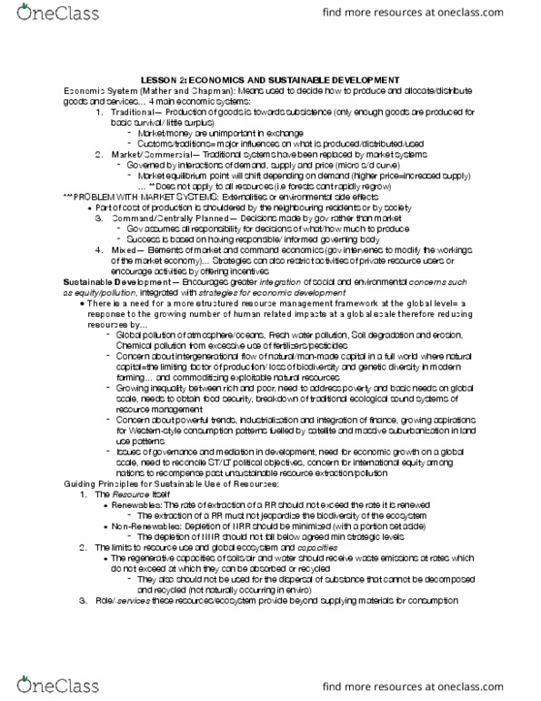 ES290 Lecture Notes - Lecture 2: Brundtland Commission, Soil Retrogression And Degradation, Economic Equilibrium thumbnail