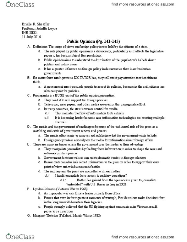 INR 2002 Lecture Notes - Lecture 1: American Political Science Review, Proquest, Wield thumbnail