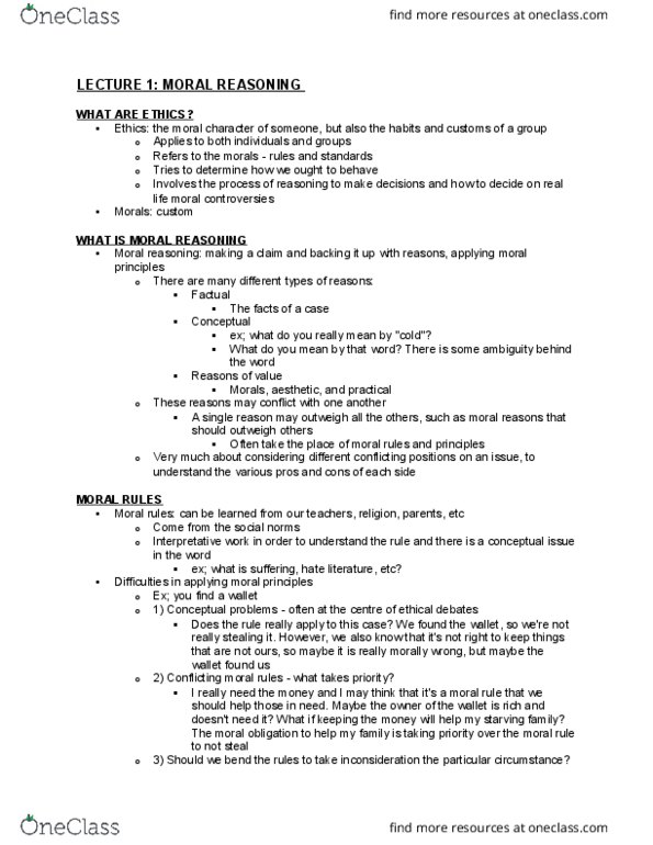 PHIL 2075 Lecture Notes - Lecture 1: Moral Reasoning thumbnail