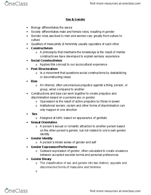 WGSS 1124 Lecture Notes - Lecture 6: Sex Organ, Sex Reassignment Surgery, Genderqueer thumbnail