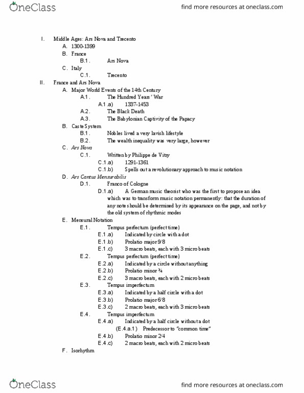 MUS 361 Lecture Notes - Lecture 8: Time Signature, Messe De Nostre Dame, Isorhythm thumbnail