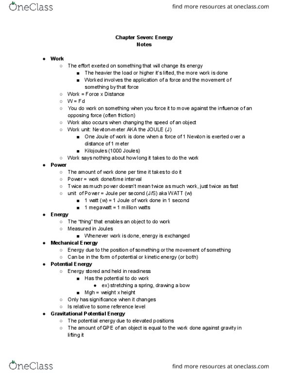 PHYS 1010 Chapter 7: Chapter Seven: Energy thumbnail