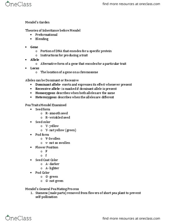 BIO-1103 Lecture Notes - Lecture 10: Chromosome, Meiosis, Allele thumbnail