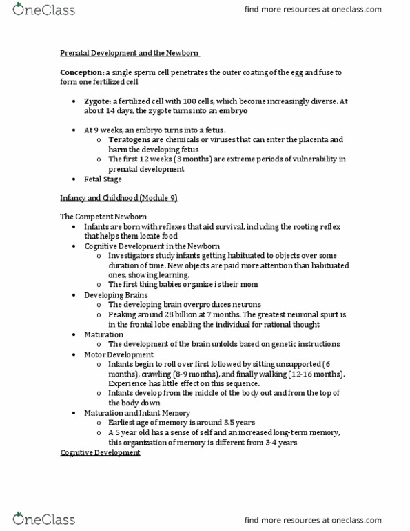 PSY-1200 Lecture Notes - Lecture 7: Longitudinal Study, Egocentrism, Limbic System thumbnail