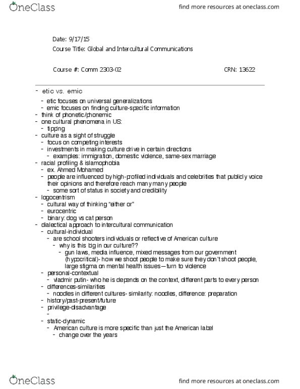 COMM 2303 Lecture Notes - Lecture 2: Ahmed Mohamed Clock Incident, Logocentrism, Islamophobia thumbnail